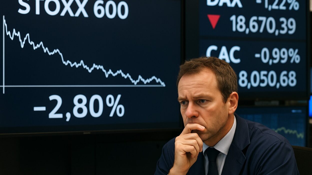 Evropské akcie klesají kvůli snížení ratingu USA a slabým datům z Číny